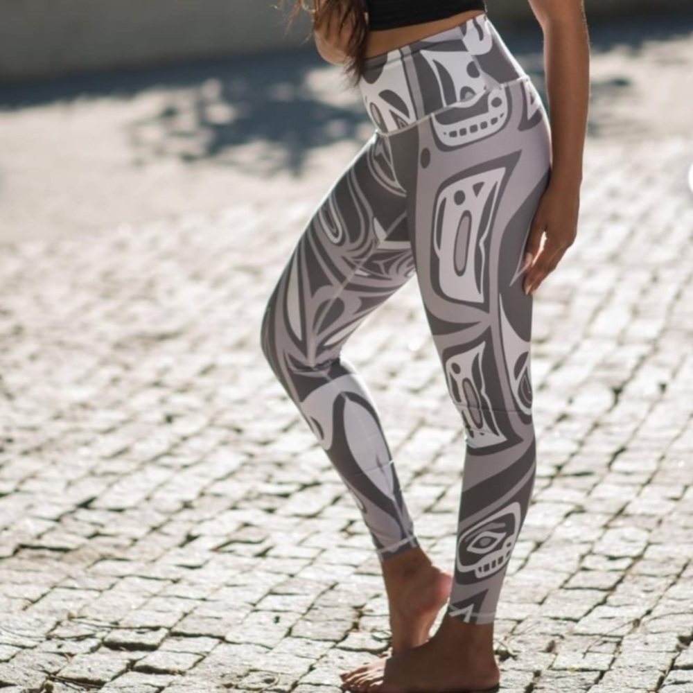 Nominou Gray Patterned Women's Activewear Leggings Size XXS